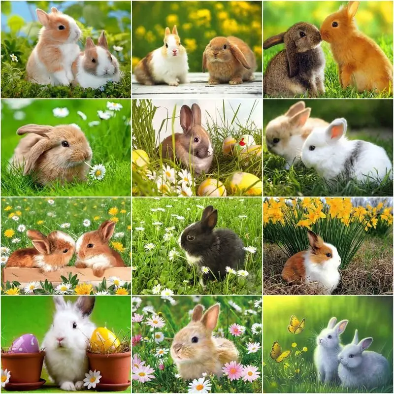 

Cross Stitch DIY Doll Embroidery Needlework Kits for Beginner 14CT 18ct 25ct 28ct Cross Stitch Kit Mosaic DIY rabbits