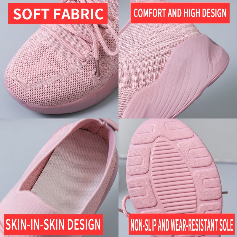 2022 Fashion Lace Up Platform Women's Shoes Summer Flat Mesh Sports Shoes Woman Vulcanize Shoes Plus Size35-43 sneakers women