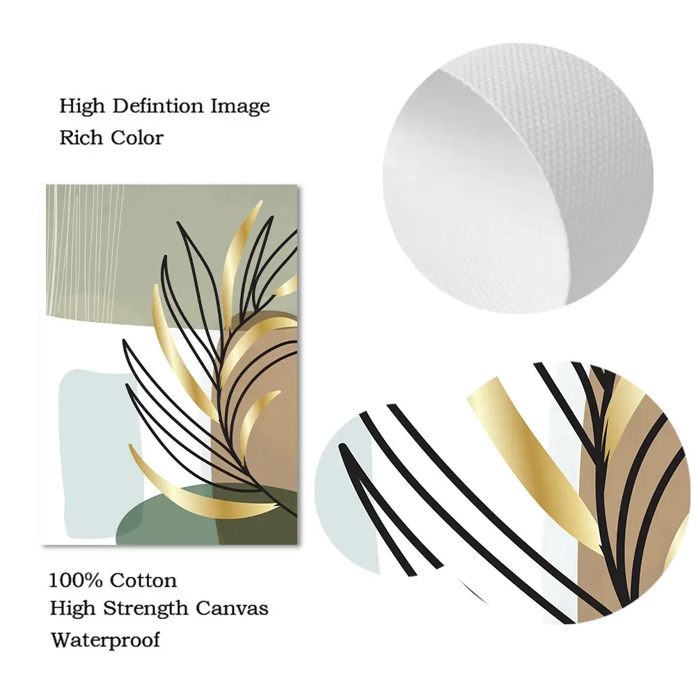 Абстрактная Геометрия Бохо Линия Растения Листья Настенная Картина на Холсте
