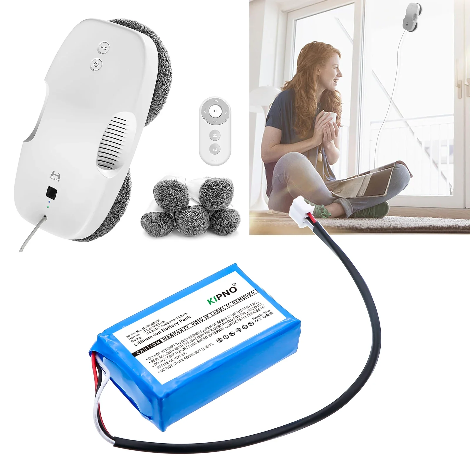 Фото Батарея KIPNO PL443048-4S для HUTT DDC55 G104 W55 W66 W95 1000 мАч, очиститель, распылитель воды, электрическая шайба для окон, детали, аккумулятор №3