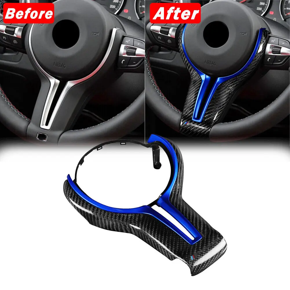 

Carbon Fiber Steering Wheel Trim For BMW M2 F87 M3 F80 M4 F82 F12 X5M X6M Blue