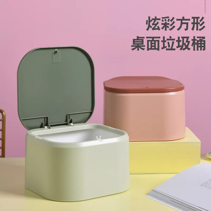 

Минималистичная Настольная мини-корзина для мусора в скандинавском стиле, бытовой контейнер для мусора с крышкой для гостиной
