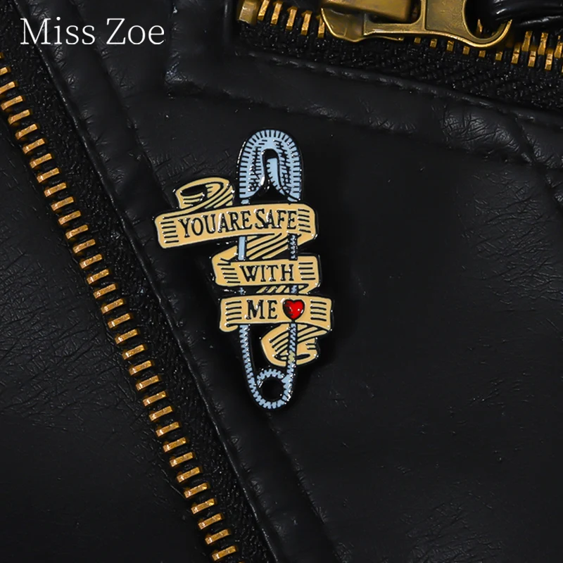 

You Are Safe With Me Enamel Pin Custom Funny Paper Clip Pins For Backpack Decorative Brooch Hat Accessories Creative Lapel Pin