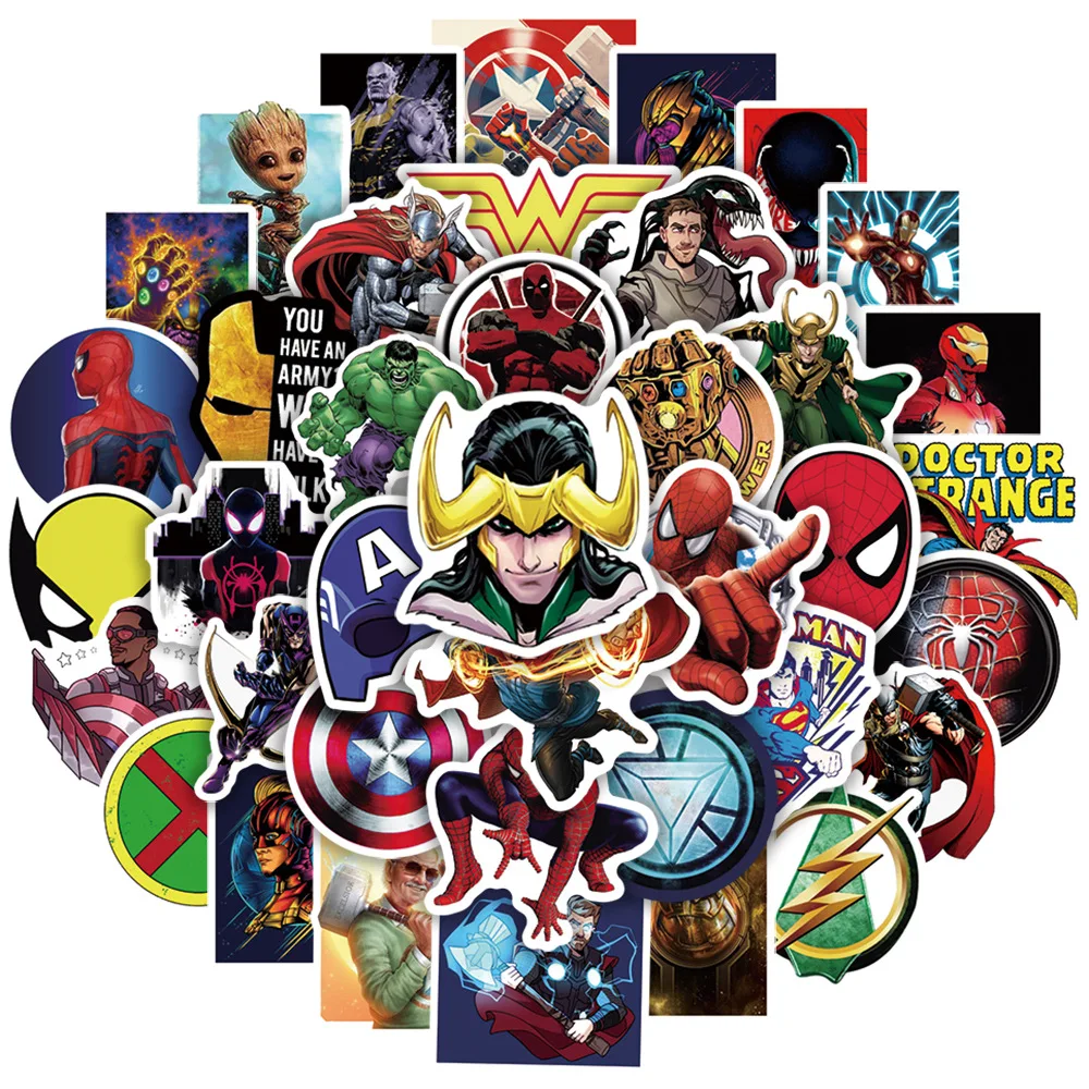 

10/30/50/100 шт., стикеры из мультфильма «Marvel»