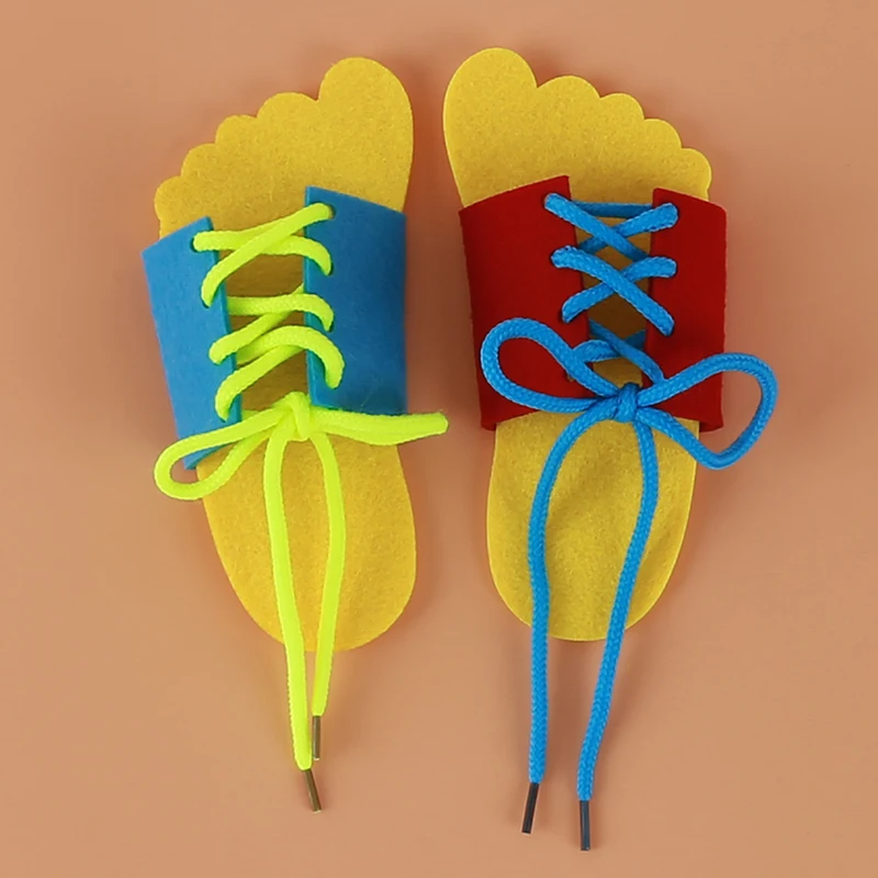 

1Piece Kids DIY Learning Education Fashion Toddler Lacing Shoes Montessori Kids Wooden Toys Children Toys