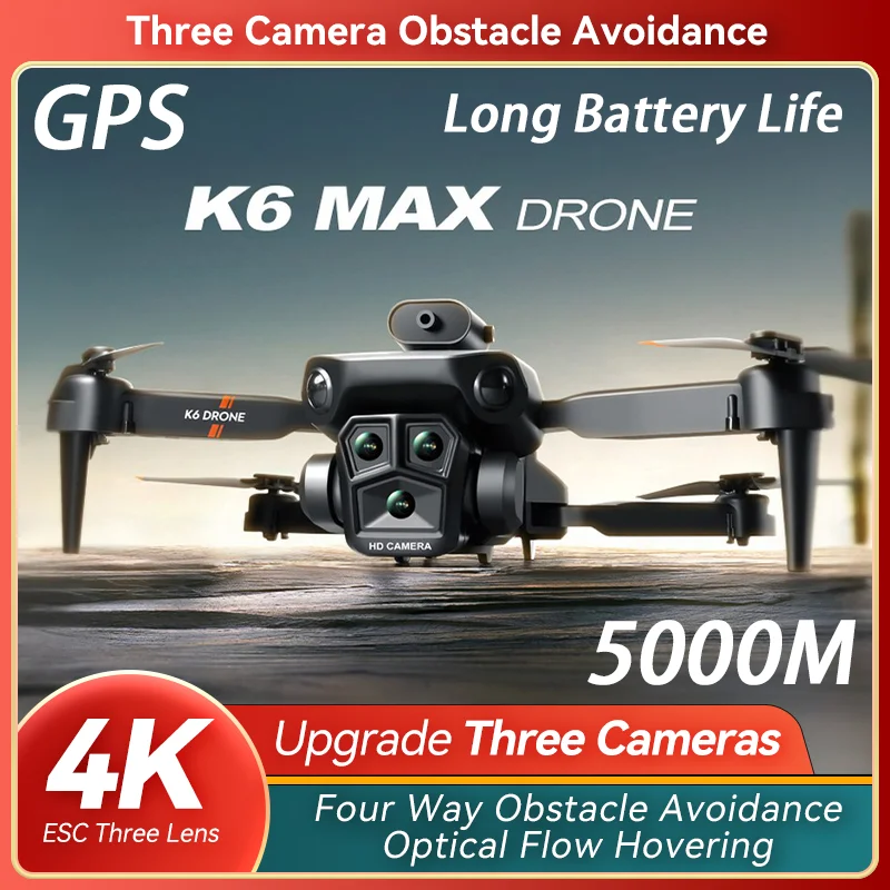 

XMSJ K6 Max Drone Three Camera Professional Aerial Photography 8K Foldable Obstacle Avoidance Helicopter 5G Wifi FPV Quadcopter