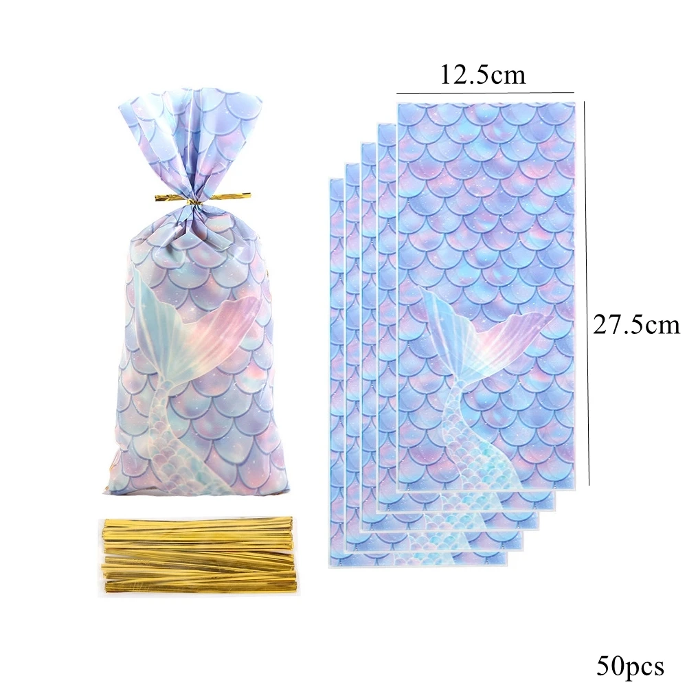 

Фиолетовые пакеты для конфет с хвостом русалки Tissy 25/50 шт