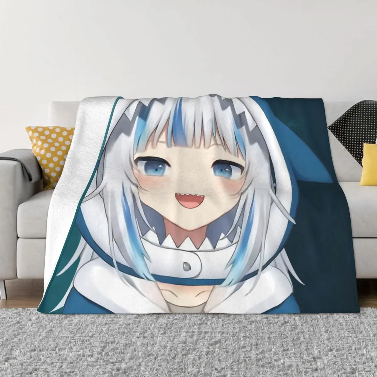 

Hololive одеяло с виртуальной хост-группой, Фланелевое украшение Gawr Gura, переносное домашнее покрывало