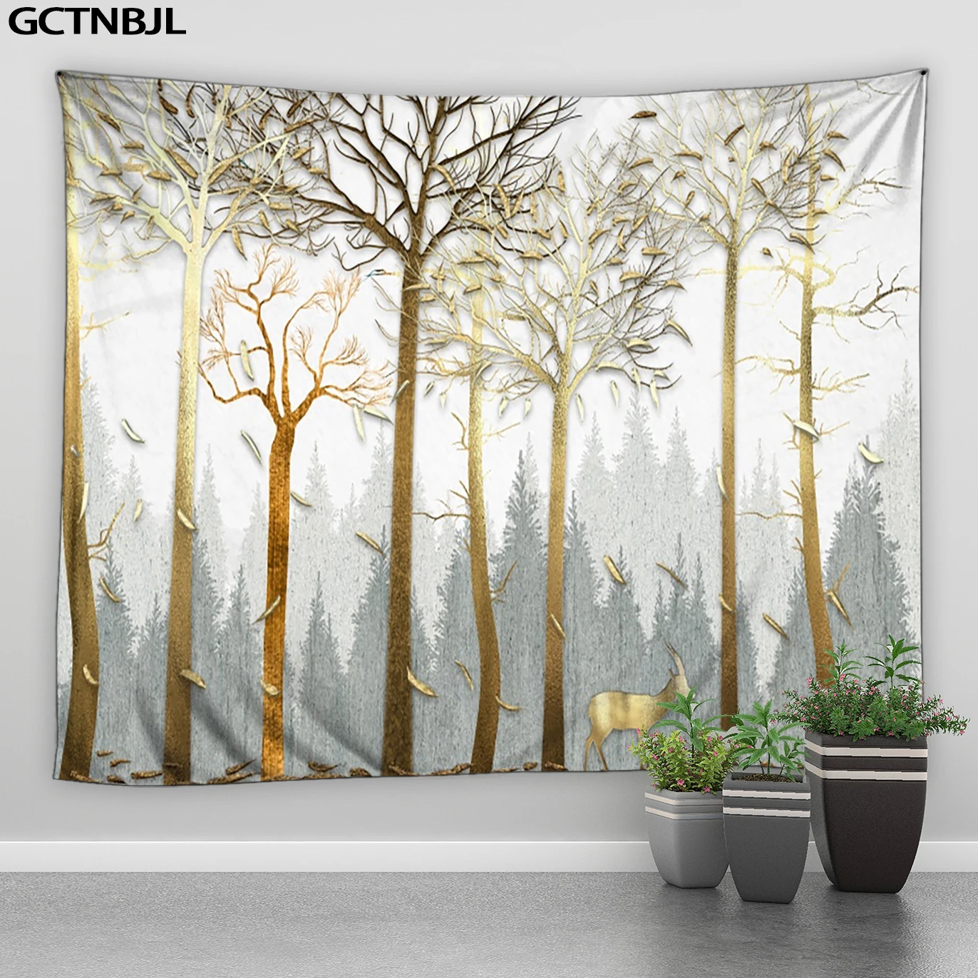 

Cartoon Elk Strolling Forest Tapestry Wall Hanging Wall art Large Deer tapestry Fabric decor blanket Beach Towel wall Tapestry