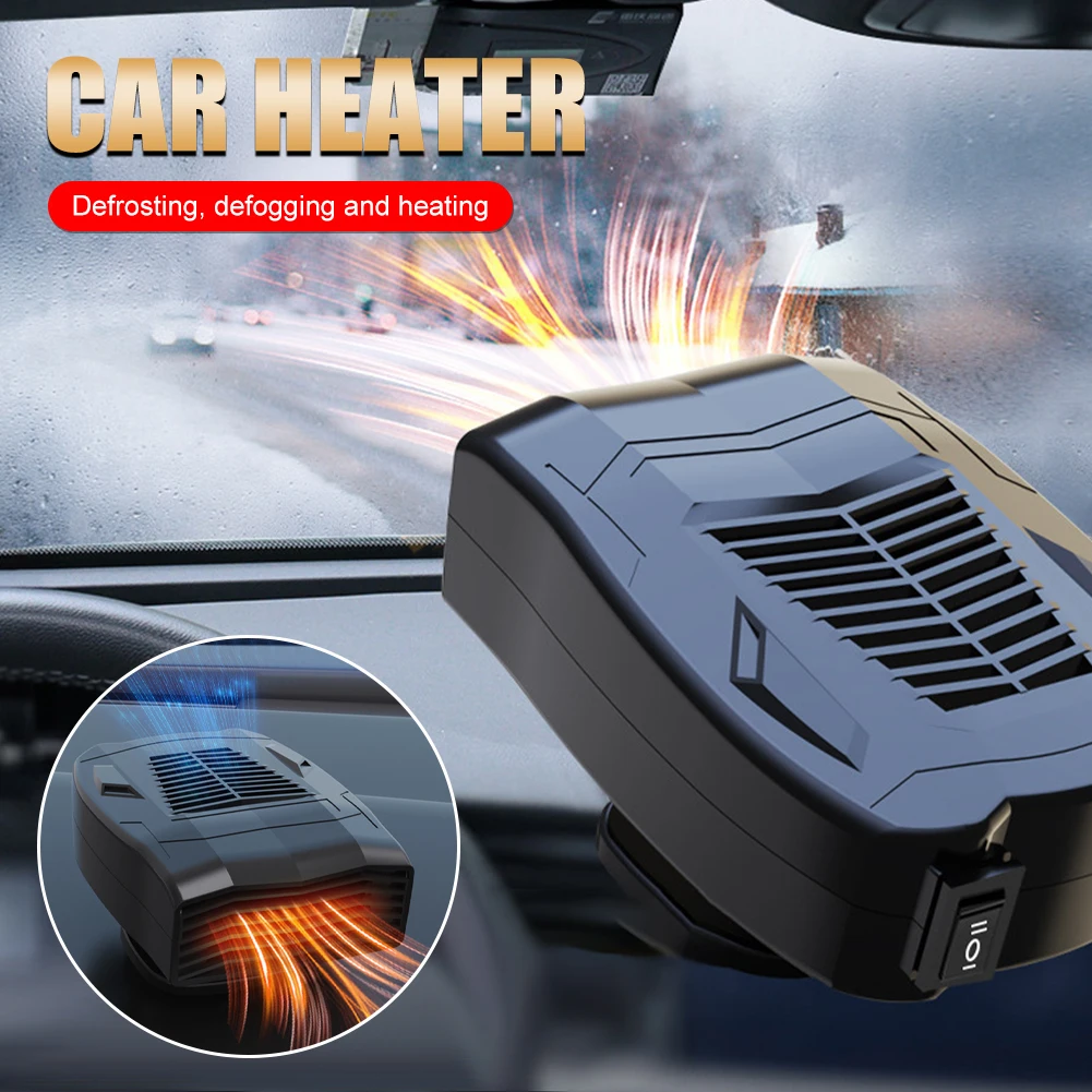 

12V 24V Car Heater 2 In 1 Portable Fan 180W Heating and Cooling 360-Degree Adjustable Defrosting Defogging Winter Heating Fan