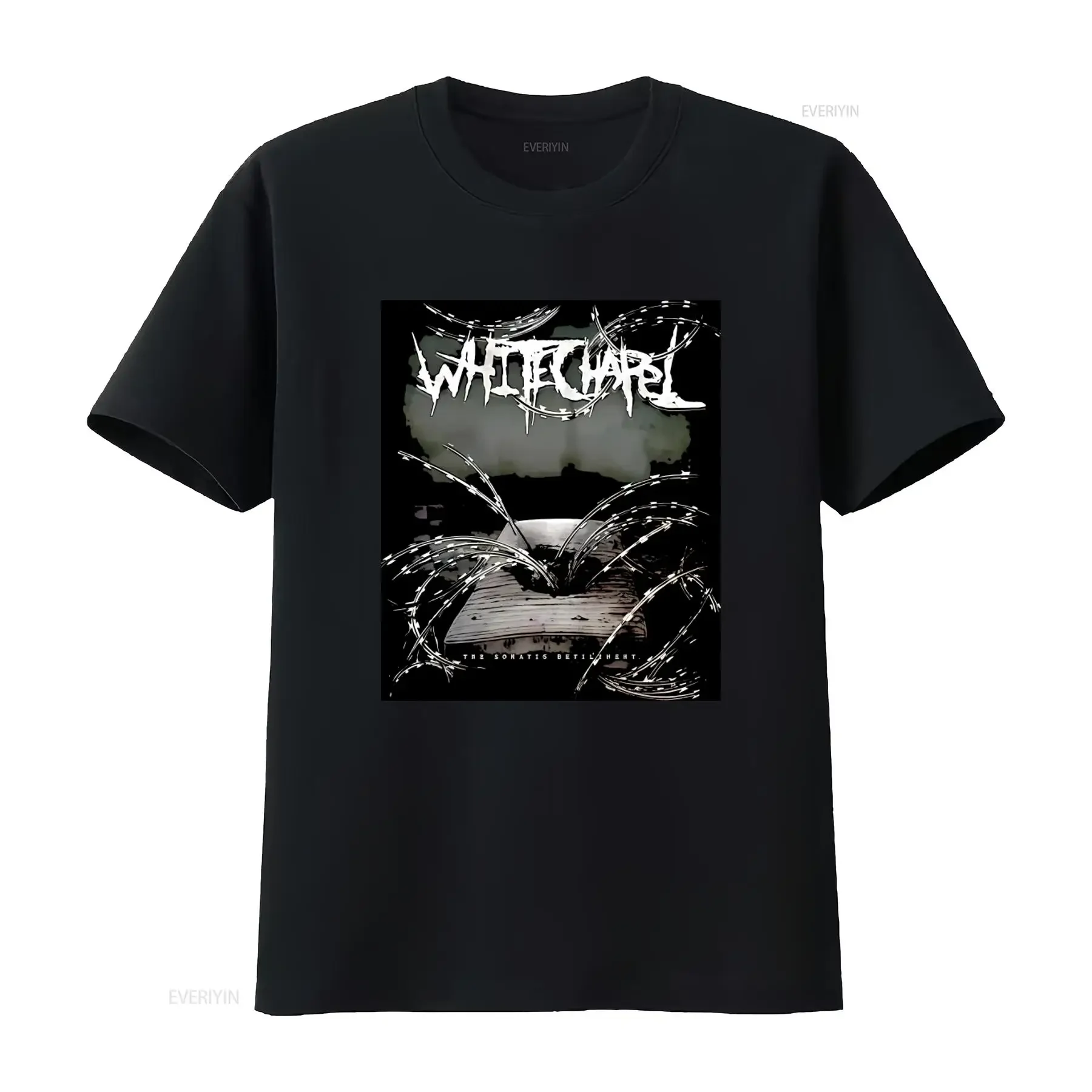 Фото Мужская черная футболка WhiteChapel The Somatic Defilement, все размеры в наличии, винтажная, с эффектом потертости, дизайнерская одежда, удобная, унисекс. №1