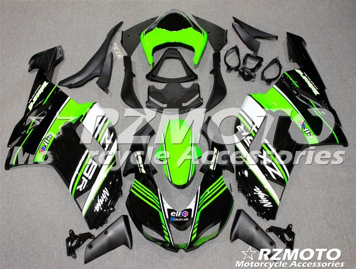 

Новый комплект обтекателей для мотоцикла из АБС-пластика, подходит для Kawasaki Ninja ZX6R 636 ZX-6R 2007 2008 07 08, кузов черного и зеленого цвета на заказ