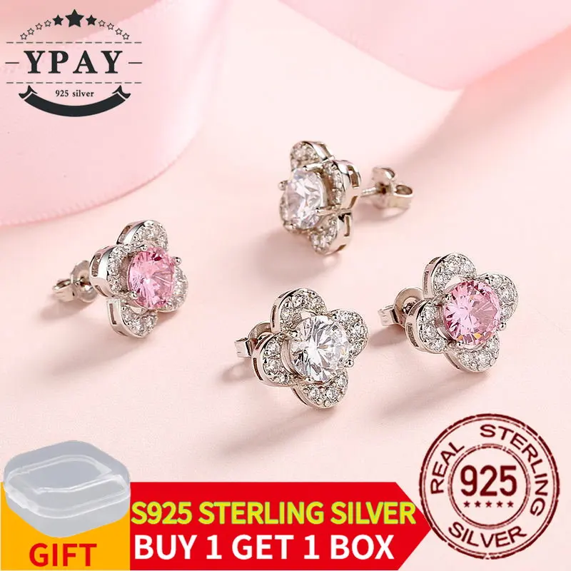 

Модные серьги YPAY из стерлингового серебра 925 пробы, серьги в виде четырехлистного клевера для женщин, подарочные серьги, подарок, бижутерия ...