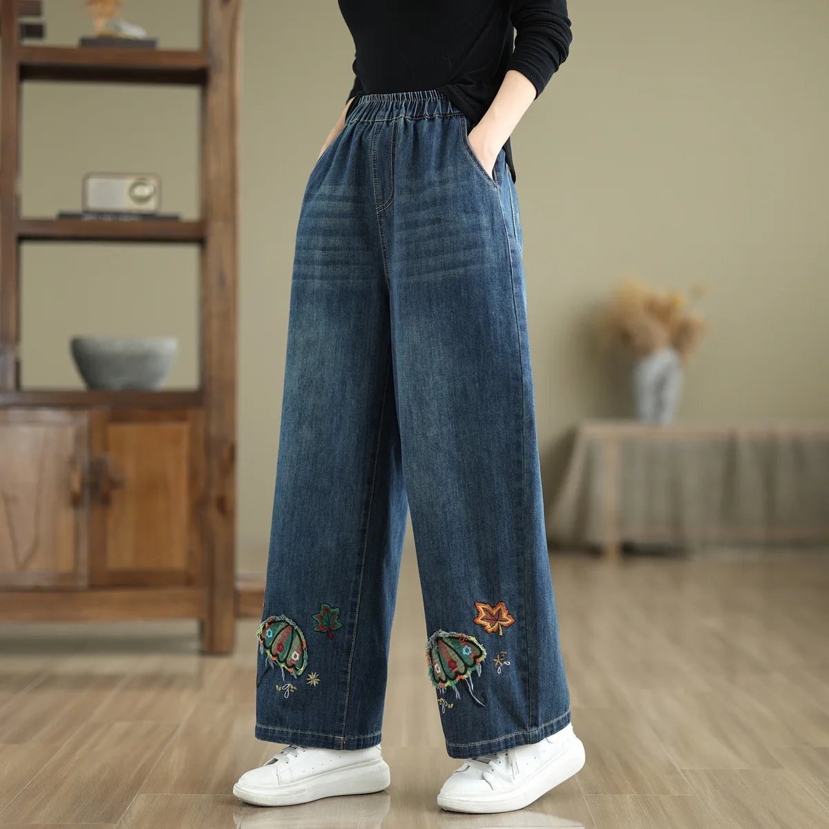 Женские винтажные прямые джинсовые брюки Aricaca с высокой талией модные