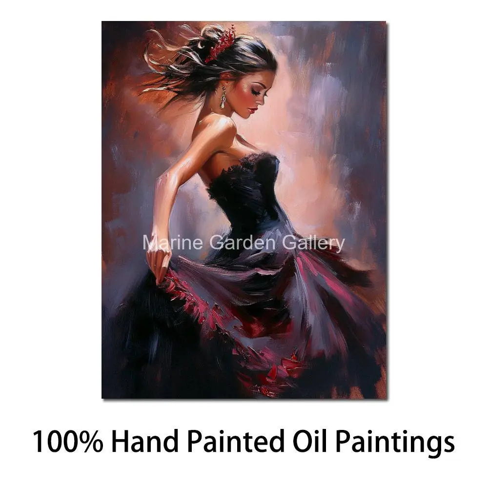 Современное изображение Холст Искусство фламенко танцор ручной работы масляная