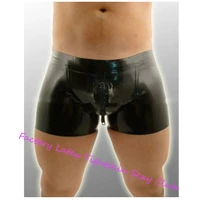 latex shorts rubber boxer briefs with front crotch zipper panties underwear pants party club wear costume no back zip