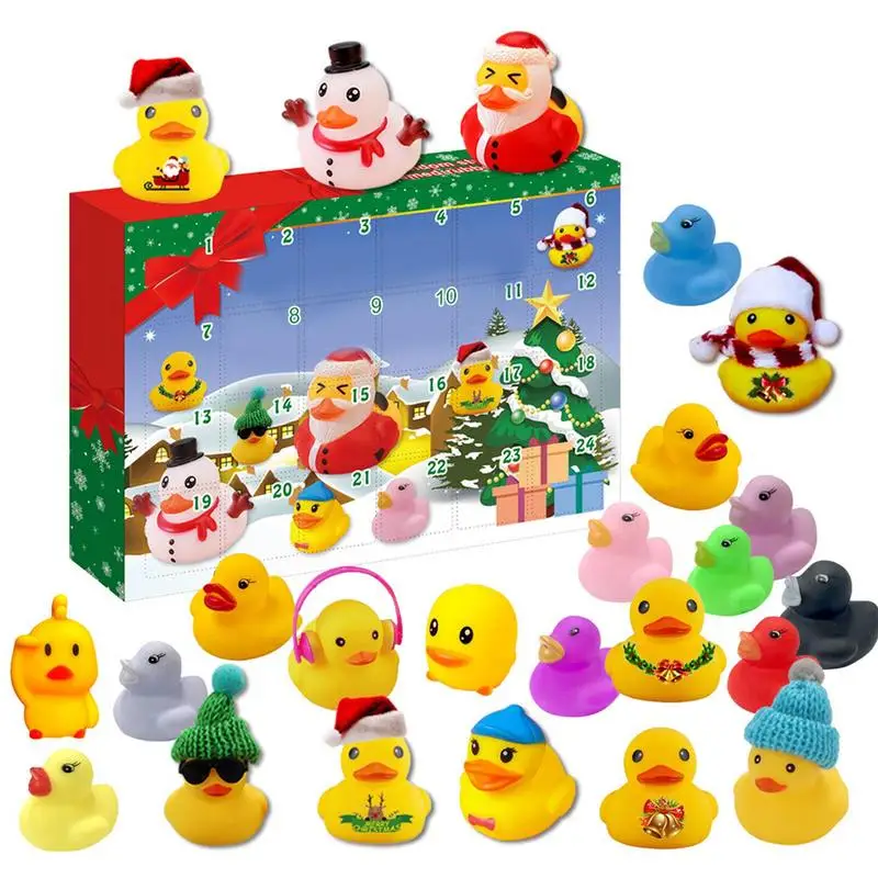 

24 Days Countdown Advent Calendar With Rubber Ducks Christmas Party Favor Gifts Bath duck toys For Kids Fun Rubber Ducks