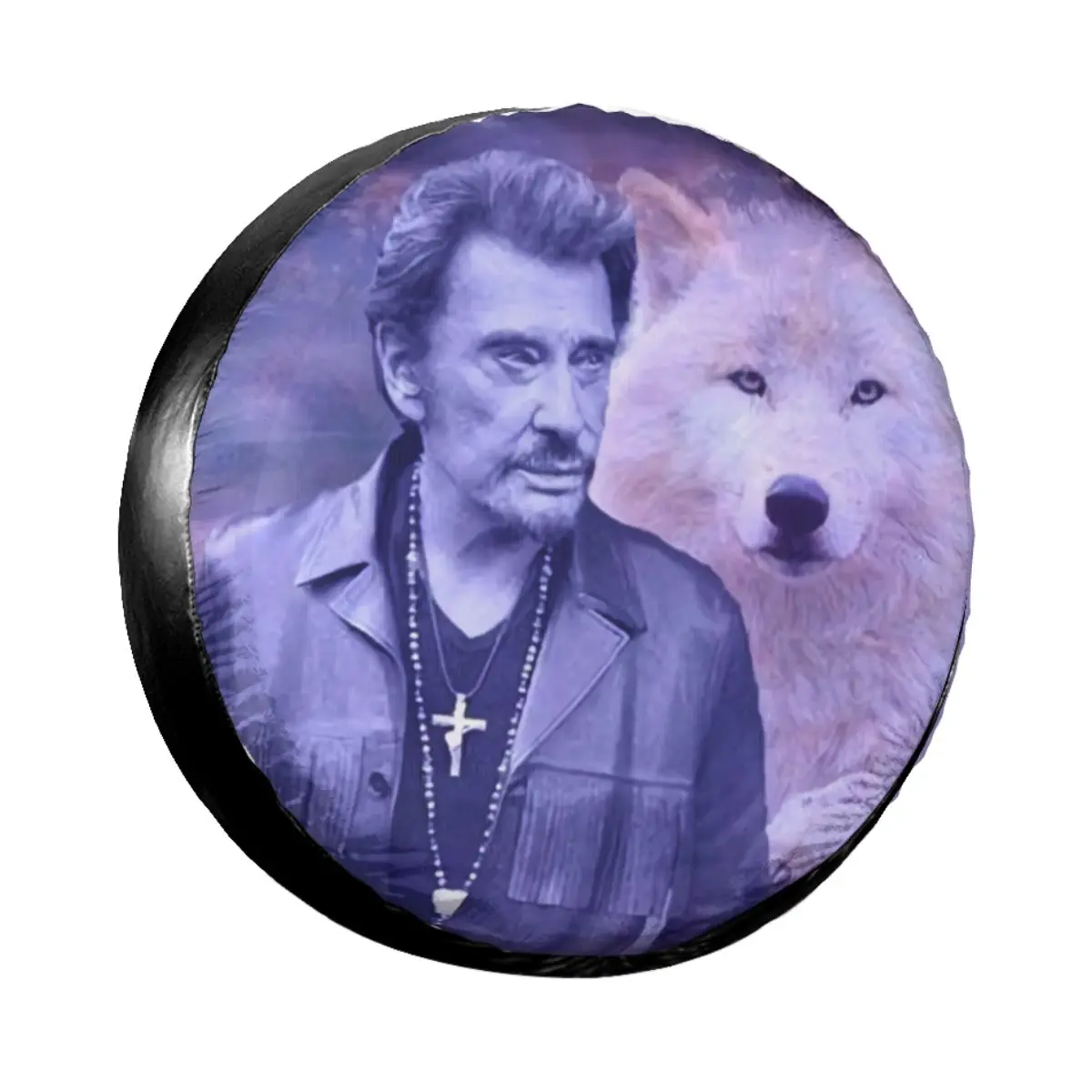

Johnny Hallyday Spare Tire Cover for Jeep Mitsubishi French Singer Rock Music Dust-Proof Car Wheel Covers 14" 15" 16" 17" Inch