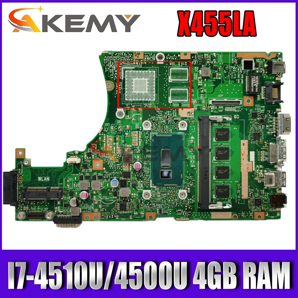 

X455LA motherboard For ASUS X455LA I7-4510U i7-4500U CPU 4GB RAM Laptop motherboard K455L A455L F455L Notebook mainboard tested