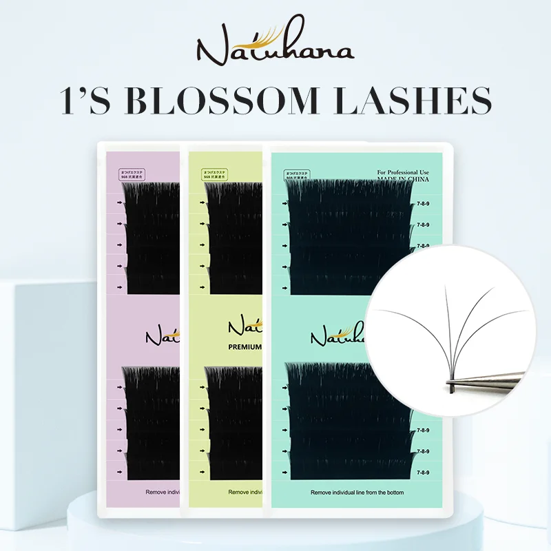 

NATUHANA Auto fans Mix Lashes Easy Fan Volume Bloom Eyelash Easy Fanning Camellia False Eyelashes Extension Cilios Makeup Tools