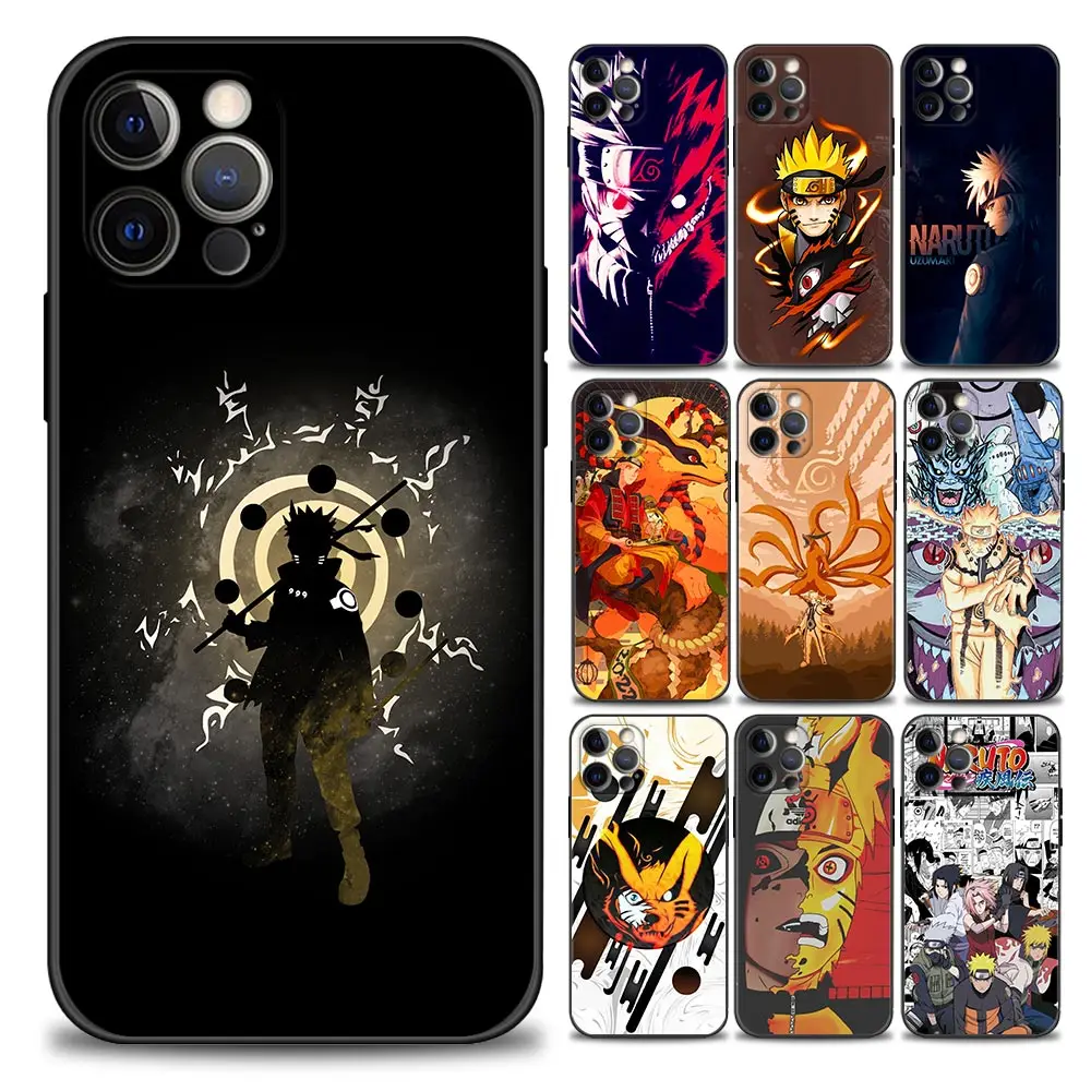 

Anime Uzumaki Naruto iPhone for 11 12 13 Pro Max 7 8 SE XR XS Max 5 5s 6 6s Plus Case Black Soft Silicon