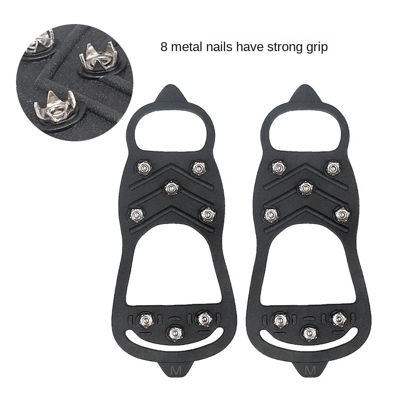 1 Pair  M L 8 Studs Anti-Skid Snow Ice Climbing Shoe Spikes Ice Grips Cleats Crampons Winter Climbing Anti Slip Shoes Cover