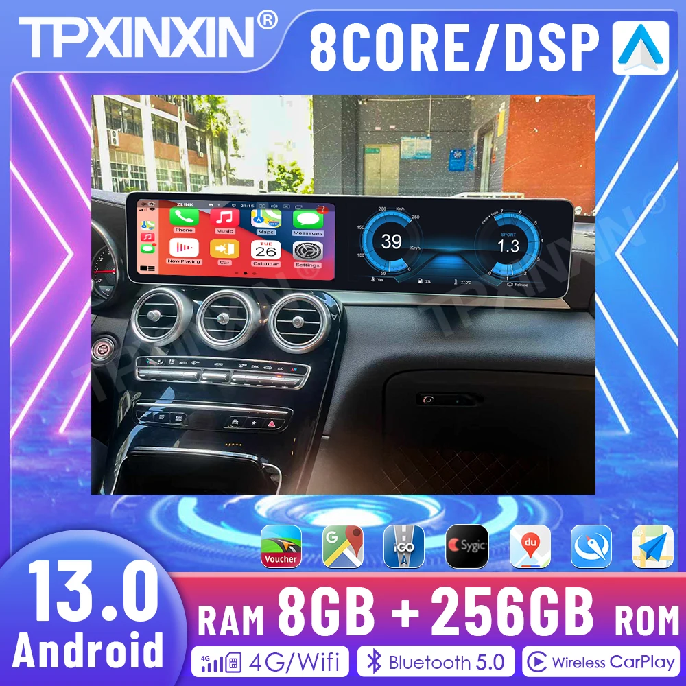 Автомобильная магнитола CarPlay 12 3 дюйма Android 13 для Mercedes Benz GLC Class 2015-2024 NTG 5 0/5 5/6 0