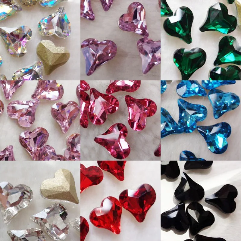 

10Pcs (8mm)- Heart Nail Rhinestone Shaped Diamond Ornament Rhinestone Glass Rhinestone, 10pcs/bag