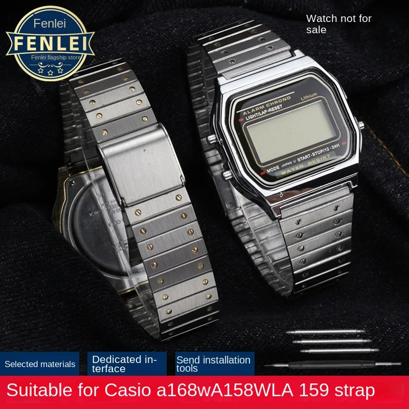 

Stainless Steel Watchband 18mm For CasioSmall Square A159W-N1 A158WA A168/B650 /AQ230 a168w/A158W MRW200/AEQ-110 Bracelet Strap