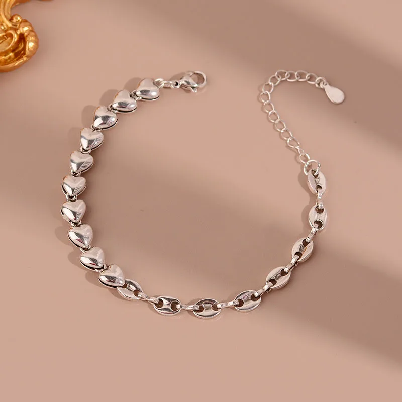 

Asymmetry Heart Chain Bracelet on Hand Luxury Bracelet Gift Female Fashion Punk Women Jewelry Bridesmaid Gift Free Shipping