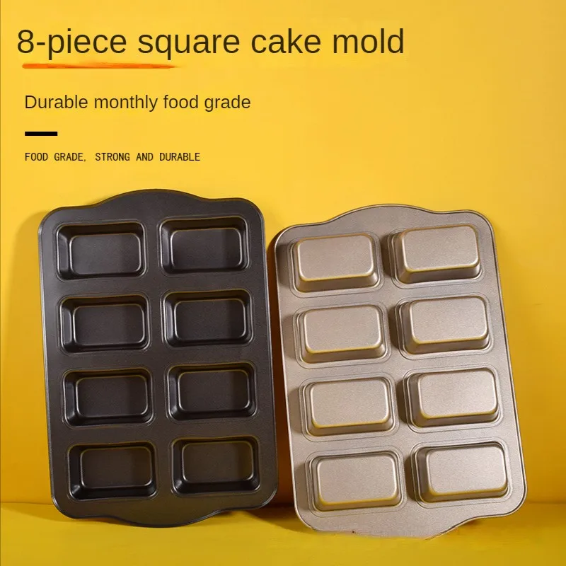 

8 Grids Steel Carbon Non-Sticky Cake Mold Cheesecake Bread Loaf Pan Baking Mould Pie Tin Tray Bakeware Tool Accessories