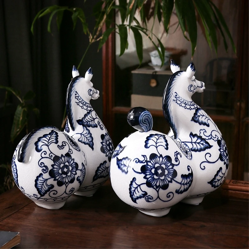 Античная имитация фарфоровой лошади скульптура ручная роспись керамическая