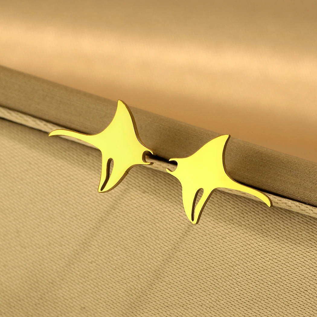 Серьги-гвоздики Todorova Manta Ray в виде рыбок для женщин и мужчин ювелирные изделия из