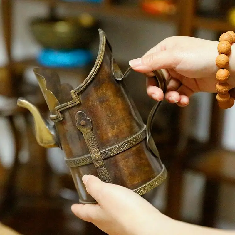 

1 шт. Тибетский заварочный чайник для чая, Непал, Домашний Настольный изысканный декоративный заварочный чайник ручной работы, утолщенный чай из чистой меди