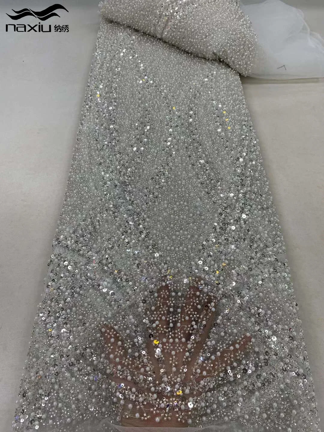 Мэдисон-Роскошная нигерийская кружевная ткань из бисера ручной работы блестки