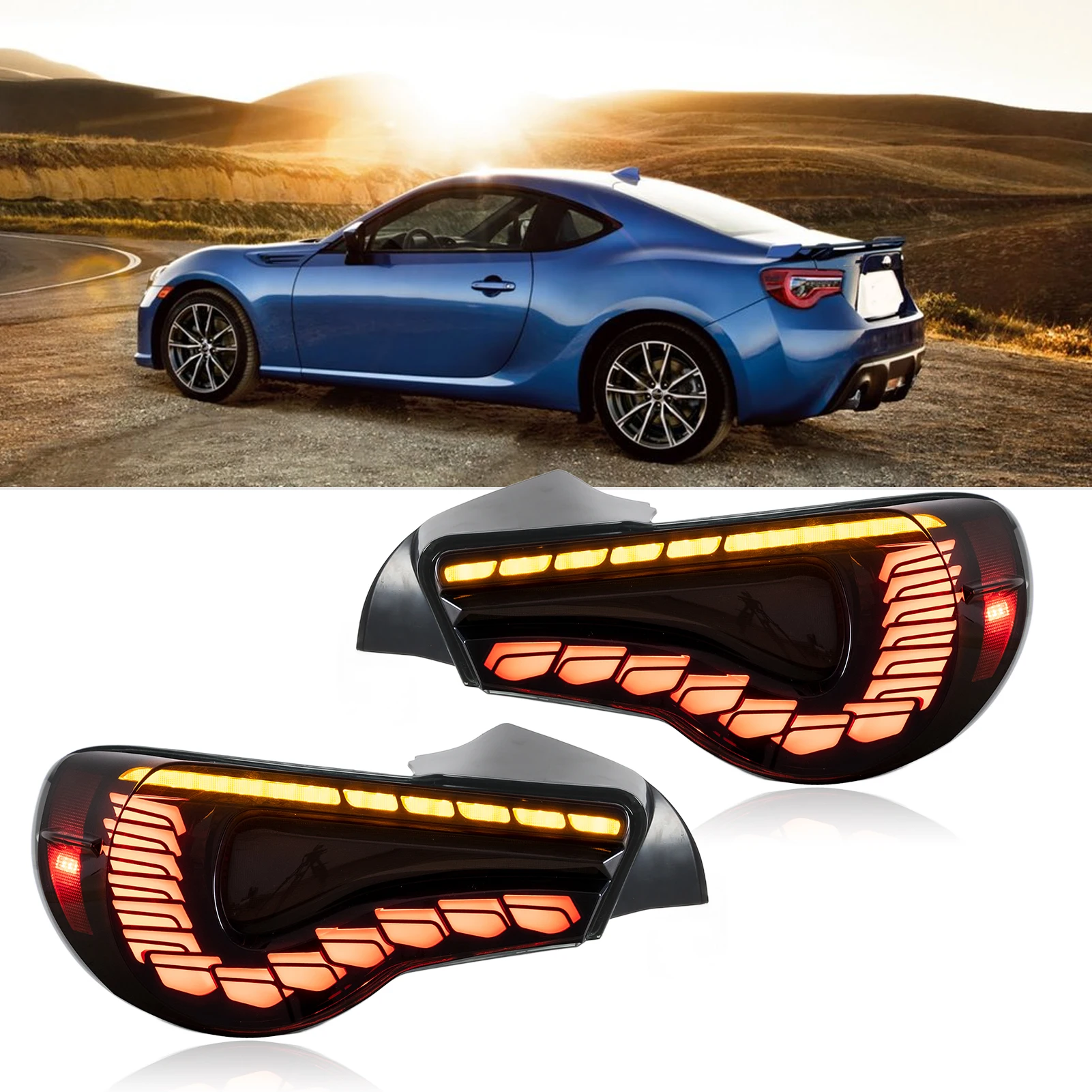 Для Subaru BRZ 2012 2013 2014-2021 1 пара дымчатый GTS полный задний динамический фонарь с