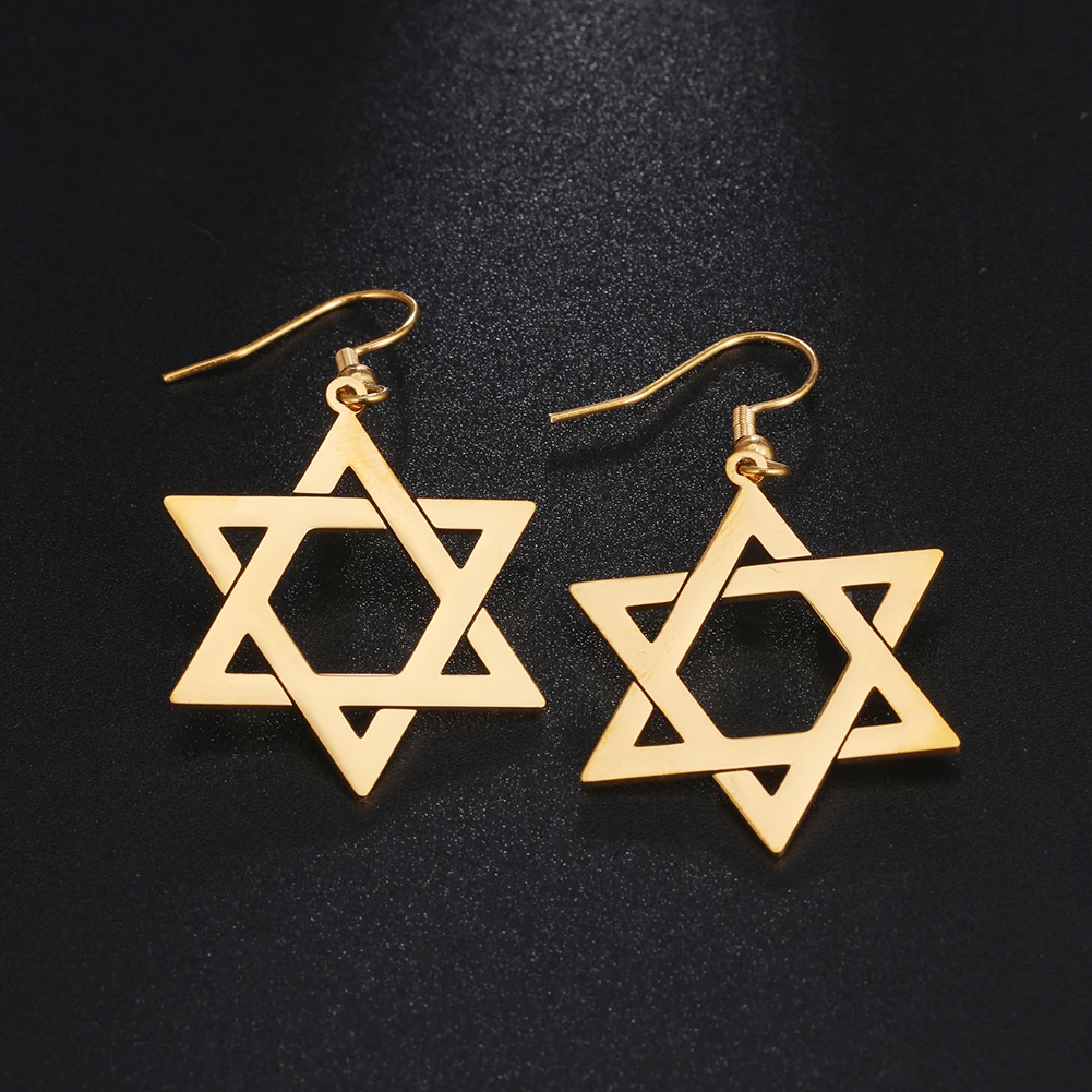 Amaxer Star of David Earrings For Women Gold Color Hollow Hexagram Drop Earrings Mother's Day Anniversary Party Jewelry