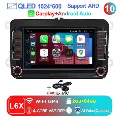 Автомагнитола 2 Din, Android, мультимедиа, Carplay, GPS, стерео для VW, Volkswagen, Skoda, Octavia, Golf 5, 6, Touran, Pass, B6, Polo, Jetta