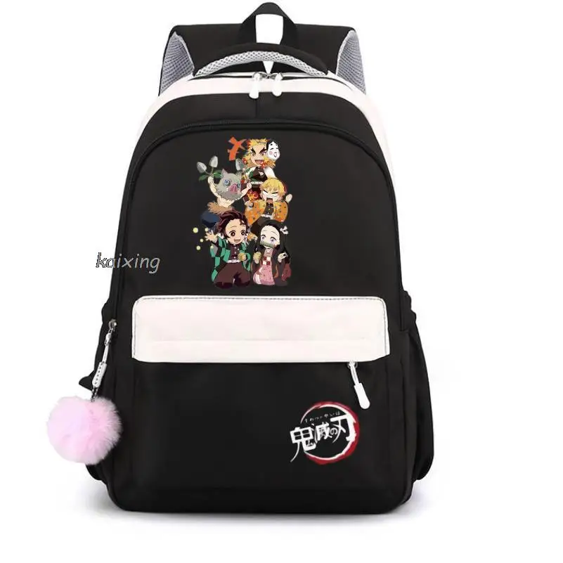 Рюкзаки Kamado Nezuko повседневные школьные ранцы из ткани Оксфорд для подростков и