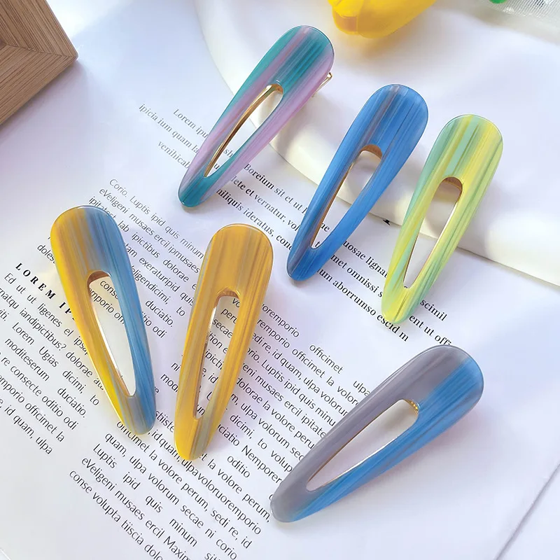 

Women Fashion Hairpins Acetate Hair Clip Korean BB Hairgrip Geometric Barrettes Waterdrop Shape Headwear Girls Hair Accessories