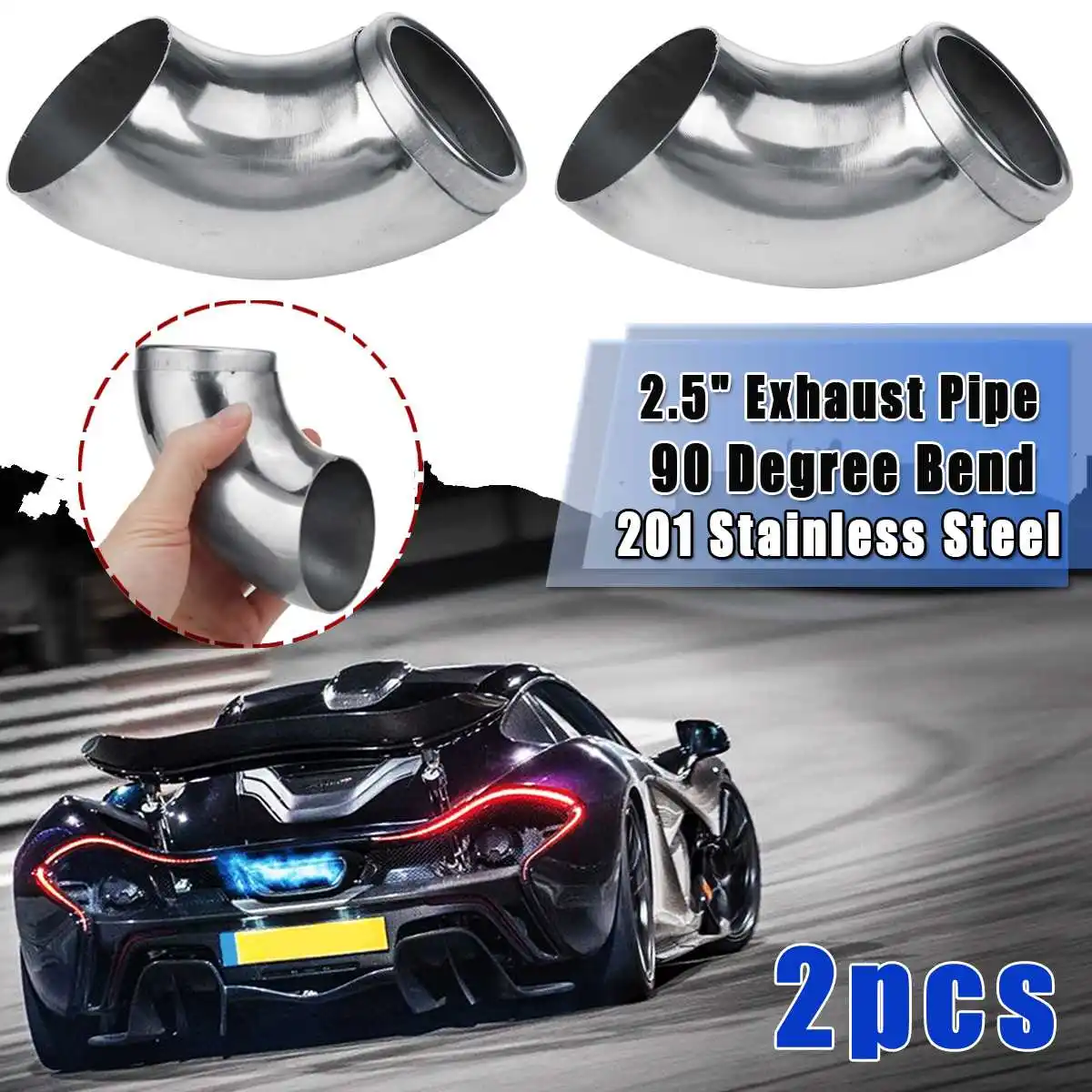 

2/4pcs 2.5" 63mm 90 Degree Elbow Bend Pipe Car Exhaust Adapter Pipe Reducer Stainless Steel Universal
