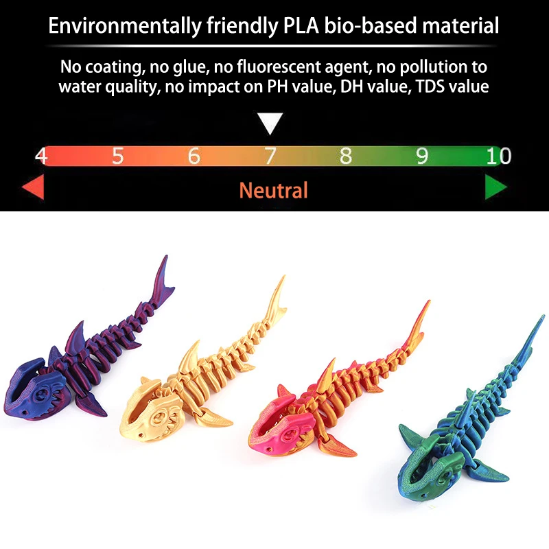 Фигурка акулы с 3d принтом и гибкими суставами настольное украшение для дома