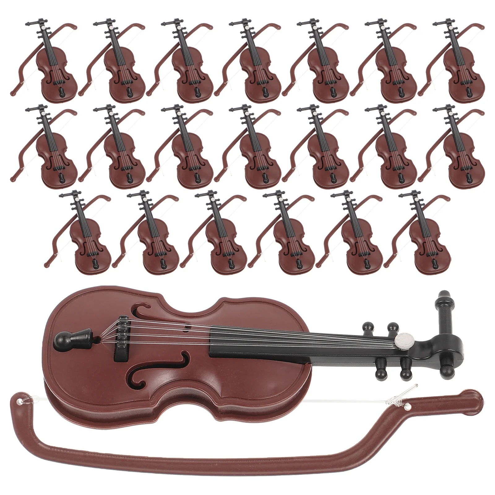 

20 Sets of Xmas Mini Violin Models Desktop Instrument Adornments (Coffee)