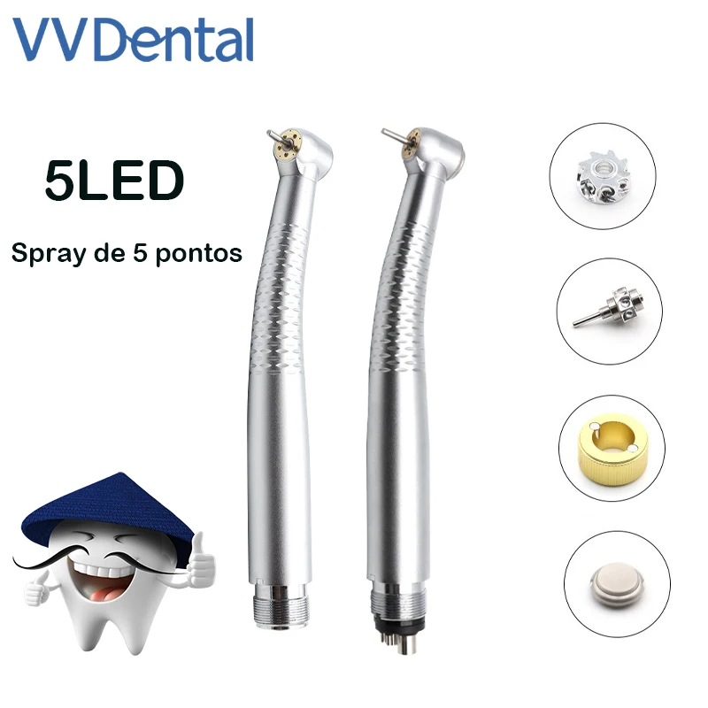 Odonto 5LED 5-точечная струйная Стоматологическая высокоскоростная ручка с 2