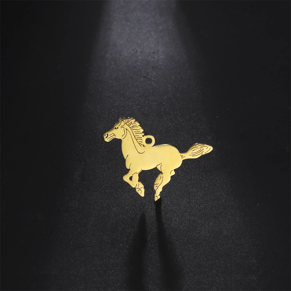 3pcs/Lot Wholesale Necklace Horse Charms Findings Stainless Steel Animals Pendants Accessories For Jewelry Making Diy Gifts