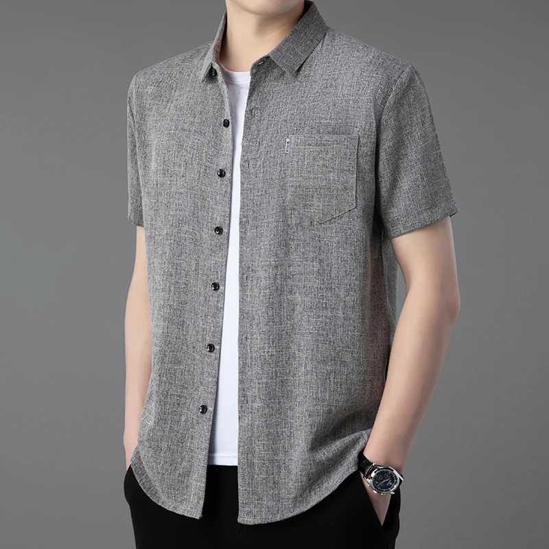 2025 летняя мужская модная футболка с короткими рукавами и откидным воротником