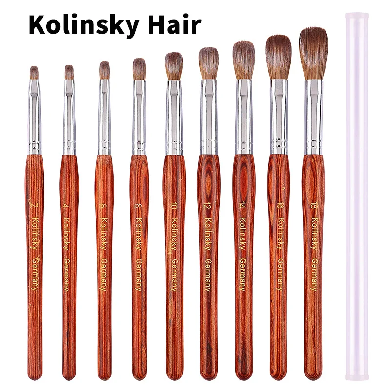 

Kolinsky Acrylic Nail Brush Good Quality Nail Art Mink Brush Wood Handle Gel Builder Manicure Brush Drawing Tools Size 2-18