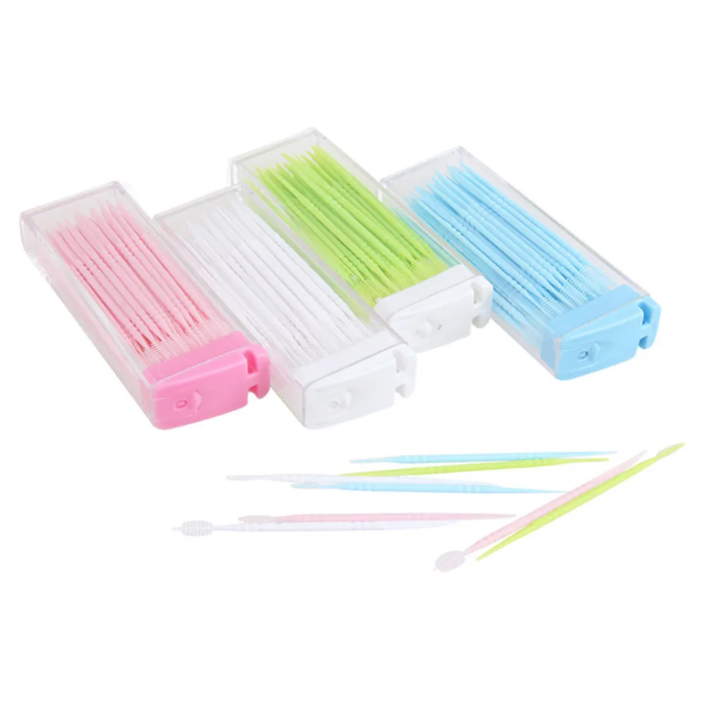 

50 PCS/Pack Teeth Floss Sticks Boxed Toothpick Portable Plastic Double-Head Teeth Floss Teeth Stick Dental Oral Care Toothpicks