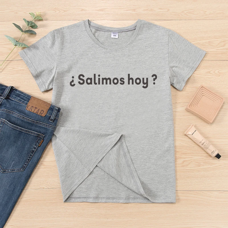 

Are we going out today Funny Spanish camiseta mujer Women T-shirts tops Short sleeve Casual basico lady shirt black tee