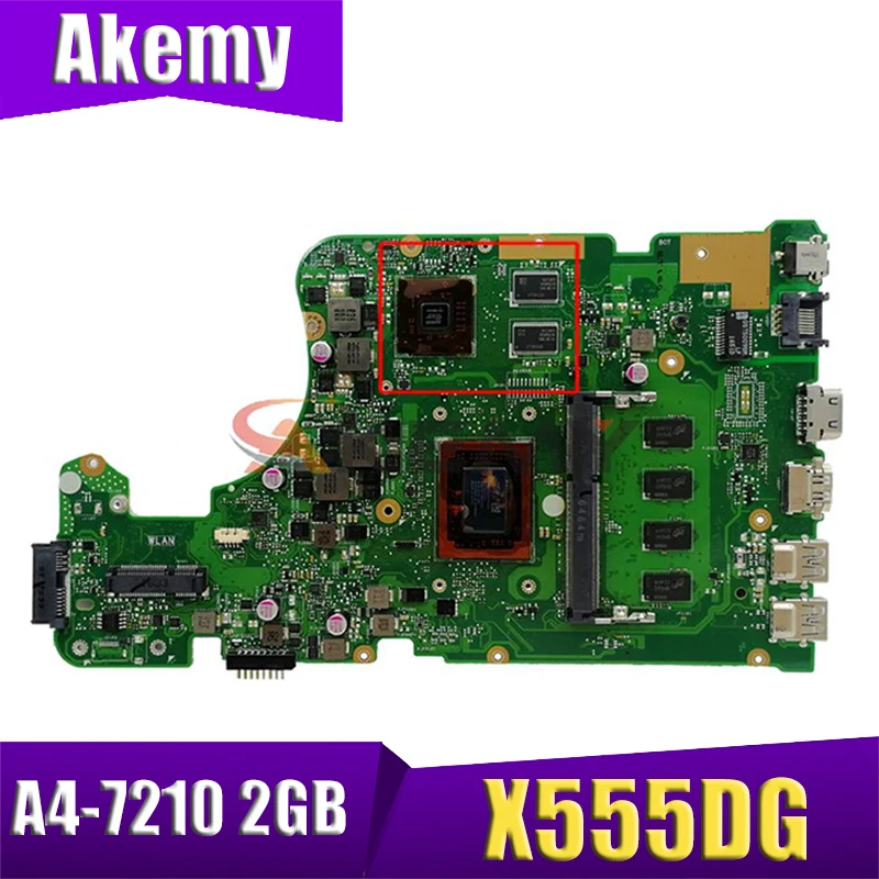 

Akemy For ASUS X555DG X555YI X555Y x555d original motherboard X555YI notebook mainboard with A4-7210 CPU 2GB RAM test full 100%